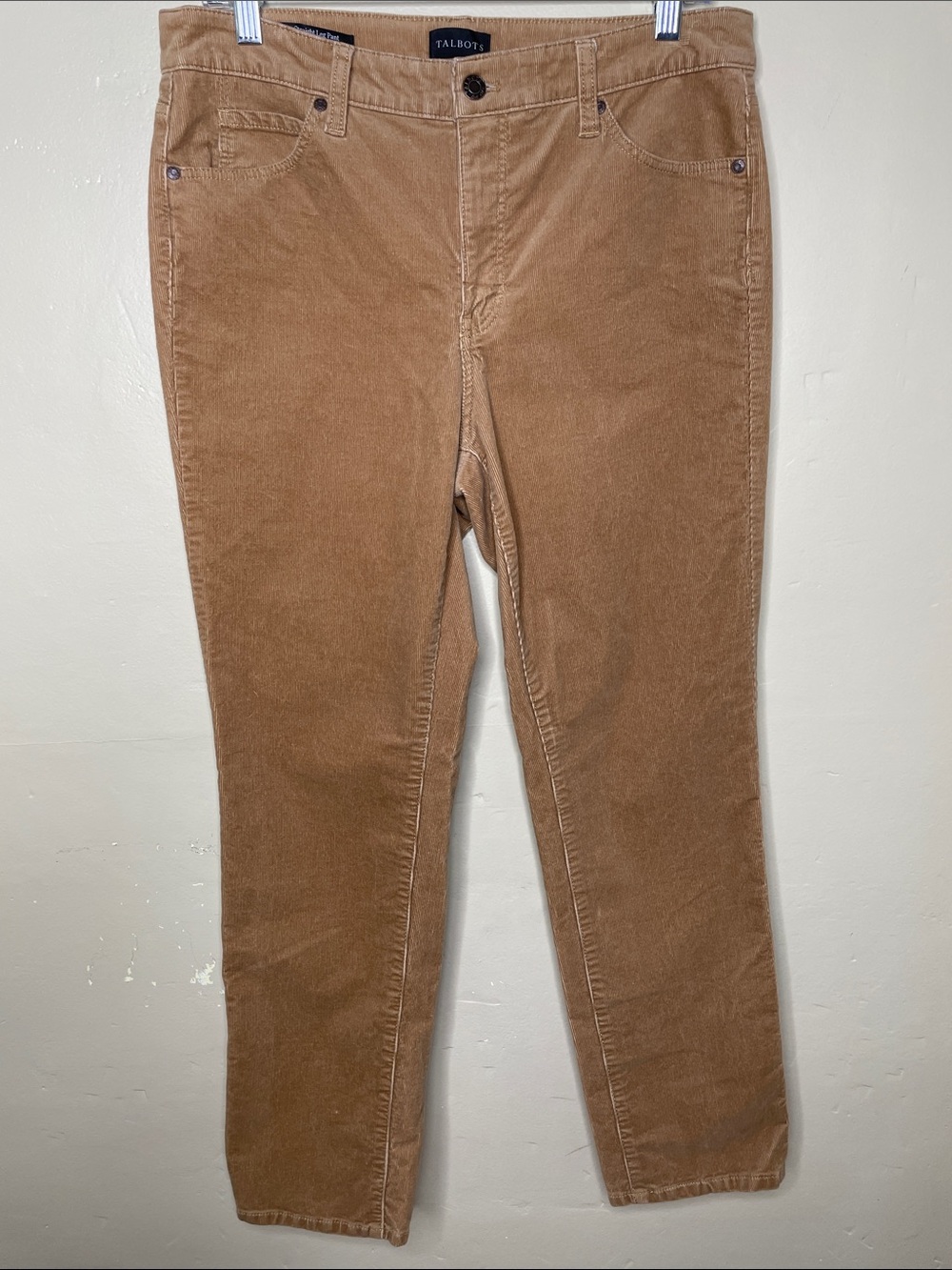 TALBOTS Tan Stretch Corduroy Straight Leg Pants Ivy League Style 8P